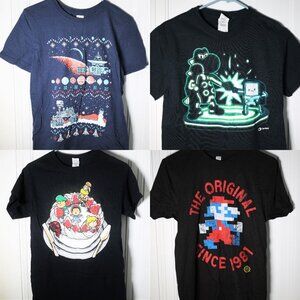 Lot of 4 Shirts Small - Original Mario 1981 BMO Yoshi Fist Bump Space Invaders